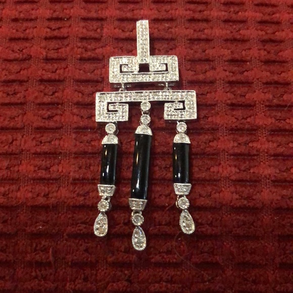 Ross Simons  18kt white gold,onyx and diamonds - Picture 1 of 6